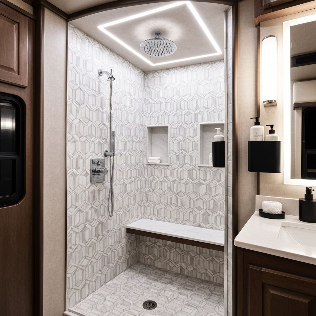 Spa-inspired bathroom with walk-in shower